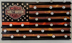 Harley Davidson Poker Chip Holder and Challenge Coin Display Flag - Harley Gift - Picture 1 of 8