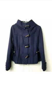 Anthropologie Elevenses Navy Blue Cropped Wool Blend Jacket Size 4 - Picture 1 of 3
