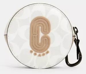 "Bolsa con cremallera ""híbrida redonda"" COACH/Estuche de lona de firma blanca 1297 *NUEVO CON ETIQUETAS* - Imagen 1 de 13