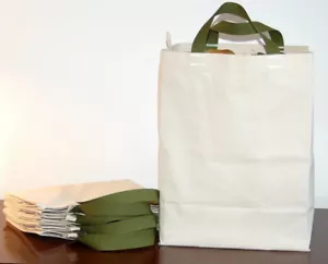 4 PAK Cotton CANVAS GROCERY BAG Shopping Totes - Made in USA - Picture 1 of 5