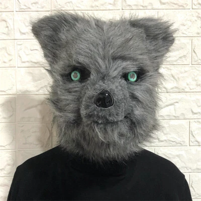 Cartoon Animal Wolf Fox Head Mask Headgear Movable Mouth Cosplay Costumes Props - Image 1 of 4