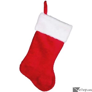 Medias de Navidad de 19 pulgadas de peluche grande de pila alta de lujo, rojo blanco - Imagen 1 de 2
