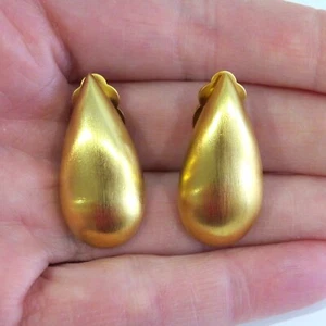 Pendientes de clip vintage Anne Klein lágrima tono dorado - Imagen 1 de 4