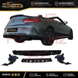 PARA MERCEDES CLASE C C205 CUPÉ AMG C63 NEGRO BRILLANTE ASPECTO LAVADO DE CARA DIFUSOR TRASERO - Imagen 1 de 11