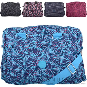 Damen Frauen Übernachtung Reise Urlaub gemustert Nylon Reisetasche abnehmbarer Riemen - Bild 1 von 31