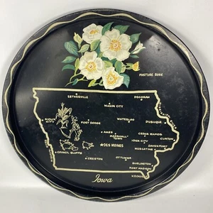 Vintage Iowa Map Tray - Collectible Iowa Landmark Metal Tray - 11" - Picture 1 of 4