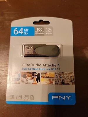 PNY - Elite Turbo Attache 4 64GB USB 3.2 Flash Drive - Black - Image 1 of 4