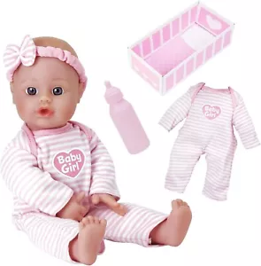ADORA PUPPE SÜSSES BABY MÄDCHEN KUSCHELIG 11 ZOLL HÜBSCH IN ROSA UND WEISS FÜR ALTER 1+ - Bild 1 von 1