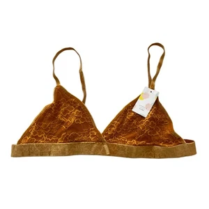 Womens Shimera XL Gold Lace Velvet Bralette NWT - Picture 1 of 4