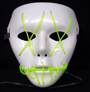 Halloween Mask With Light-Up Neon Green Strings + Remote - Picture 1 of 5