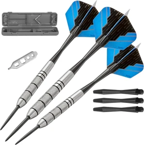 Dardos con punta de acero de tungsteno 90 % by Bulletz con estuche de almacenamiento/viaje, 23 gramos, azul - Imagen 1 de 8