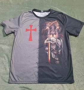 Medieval Crusader Knight Double-sided Men's T-shirt    Sz Med  New.  T16 - Picture 1 of 9