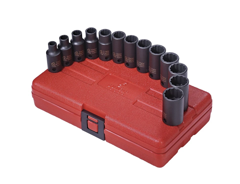 3338 3/8-Inch Drive 12 Point Metric Semi-Deep Impact Socket Set, 13-Piece - Image 1 of 1
