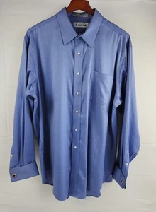 Marshall Fields Royal Oxford Shirt Mens 17 34/35 Blue Long Sleeve Button Up - Picture 1 of 7