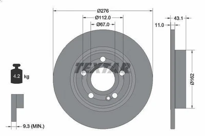 1X Brake disc TEXTAR 92316803 for A-CLASS (W177) 2 2018-2019 - Image 1 of 4