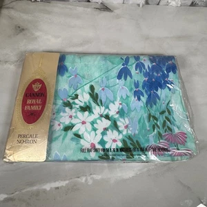 Cannon Royal Family Full Flat Sheet Shangri-La Style 761 Percale No Iron Floral - Picture 1 of 8
