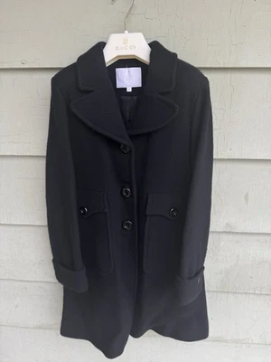 GUCCI Black Textured Wool Cashmere Dress Coat Girls 10 Made In Italy Long - Image 1 of 4