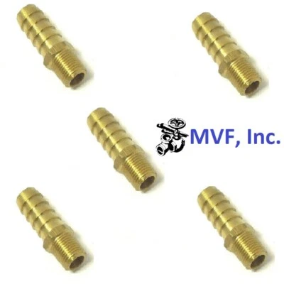 Hose Barb for 3/8" ID Hose X 1/8" Male NPT Hex Brass Fuel (5-Pack) 201A-6Ax5 - Image 1 of 4