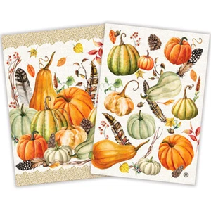 Michel Design Works Sweet Pumpkin Fall Harvest Set of 2 Cotton Kitchen Towels - Picture 1 of 5