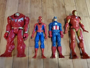 Lot of 4 Hasbro Marvel Avengers Iron Man Spiderman Cap 12" Action Figure 2G - Picture 1 of 5