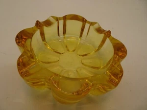 Fostoria Bobina Topazio Vintage Giallo Rigato Portacenere/Posacenere - Foto 1 di 4