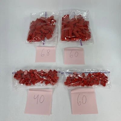 Lot Of 228 LEGO Red Brick Beam Pieces 1x1, 1x2, 1x3 And 1x4 Pieces Parts - Image 1 of 4