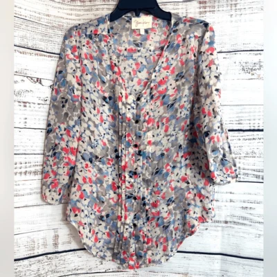 Blusa transparente plisada manga larga de gasa talla S de seda Yumi Kim para mujer Foto 1 de 4