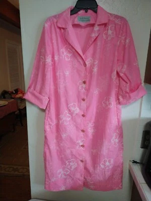 Antigo Vestido Camisa Resort Praia Erio Bocci KEY WEST Estampa à Mão Moda Floral M/G - Imagem 1 de 4