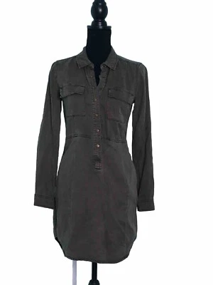 Lucky Brand The Surplus Dress XS khaki green shirt dress utility 100% cotton - Image 1 of 4