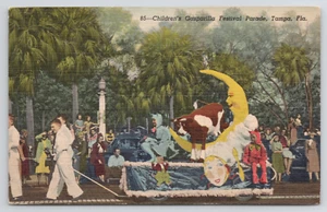 Tampa FL Childrens Gasparilla Festival Postcard Cow Jumps Over Moon Parade Float - Picture 1 of 4