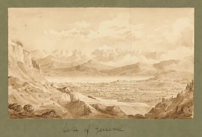 Antique Watercolour "Lake of Geneva" (Switzerland)  James Horsburgh, 1850 - Image 1 of 3