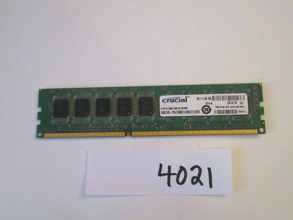 Crucial CT51272BA1339.M18FMR 4Gb PC3-10600E 1333Mhz DDR3 Server Memory RAM (4021 - Image 1 of 2