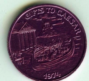 Mardi Gras Doubloon Krewe of Cleopatra 1974 aluminio púrpura calibre 10 - Imagen 1 de 2