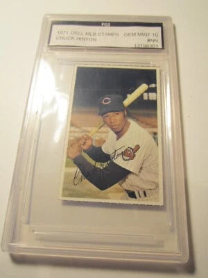 1971 CHUCK HINTON DELL BASEBALL CARD 3 FGS GRADED GEM MINT 10 BBA28 - Image 1 of 2