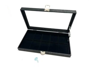 Belt Buckles Black Key Locking Glass Top Lid 8 Space Display Case Lid Support - Picture 1 of 3