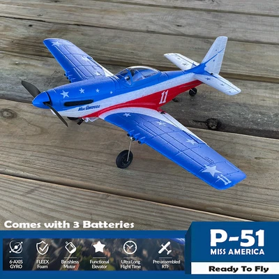 RC Airplane Warbird P51 Fighter 4CH Gyro Control Stunt Aircraft Aerobatic Flight - Image 1 of 4
