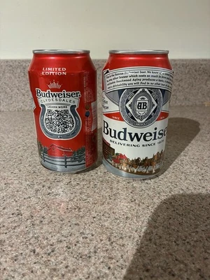 2 Budweiser Christmas 2025 Cans Holiday  CLYDESDALES bottom empty Can - Image 1 of 4