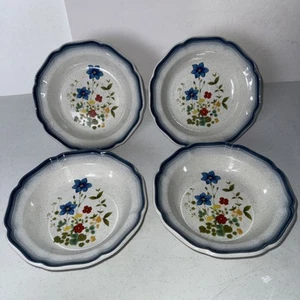 Mikasa Country Club FRESH CUTTINGS CA506 Soup Pasta Bowl 8 1/2" Set 4 White/Blue - Picture 1 of 3