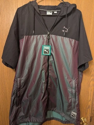 PUMA - Mens Colorblock Iridescent SS Top Black XL Full Zip Retro. New With Tags. - Image 1 of 4
