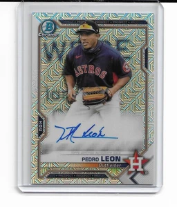 2021 Bowman Chrome Mega Box Pedro Leon Mojo Refractor Autograph #BCMA-PL - Picture 1 of 1