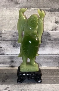 Estatuilla de hombre sabio de Buda tallada a mano de jade sintético chino de colección 8,5 pulgadas - Imagen 1 de 10
