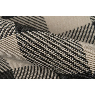 Momeni Baja Plaid Indoor/ Outdoor Area Rug. Charcoal 2'3" X 7'6" - Image 1 of 4