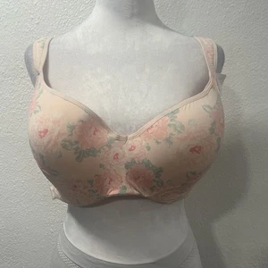 Jessica Simpson 42D Pink Floral Lace Women’s Wired Full Figure Bra Back Closure - Picture 1 of 12