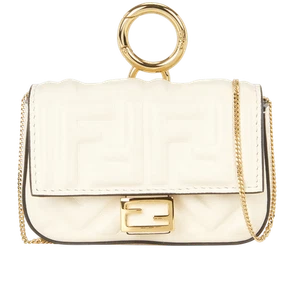 Fendi Nano Baguette Crossbody Crossbody Leather White - Picture 1 of 5
