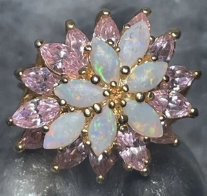 Ross Simons Simulated Opal And Amethyst Sterling Silver Vermeil Ring Size 6 - Picture 1 of 8