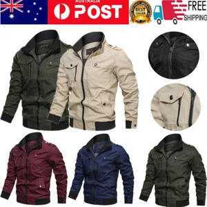 Men Winter Warm Casual Military Cargo Jacket Zip Up Coat Outwear Overcoat Tops - Picture 1 of 17
