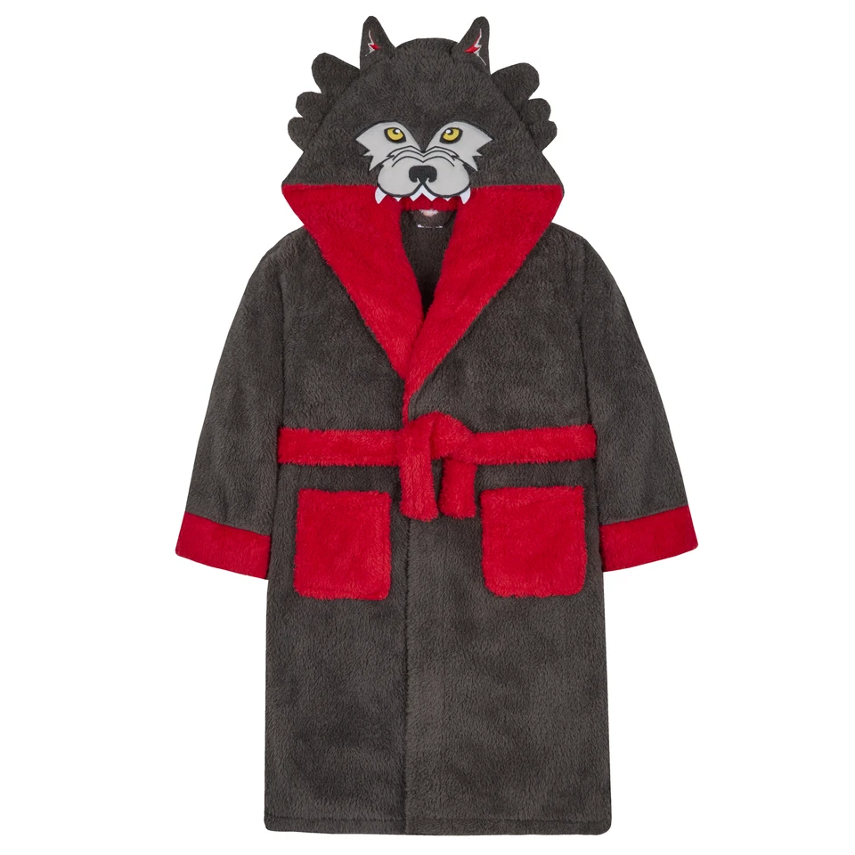 Niños Lobo Vestido Vestido Todo En Uno Animal Capucha Acurrucado Lanza Set Suave Foto 1 de 1