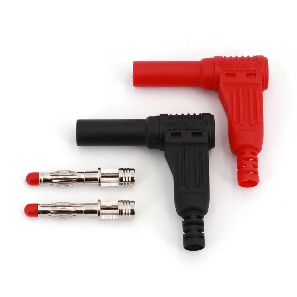 10Pcs 4mm Male Right Angle Insulated Safety Solder Type Banana Plug Connector - Image 1 of 1