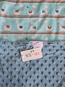 Nueva con etiquetas Manta Reversible para Bebé Pete + Lucy LLAMA PETE y LUCY ~ ¡Lindo Regalo de Ducha!  - Imagen 1 de 7
