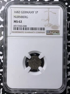 1682 Germany Nurnberg 1 Pfennig NGC MS62 Lot#G9512 Nice UNC! - Picture 1 of 3